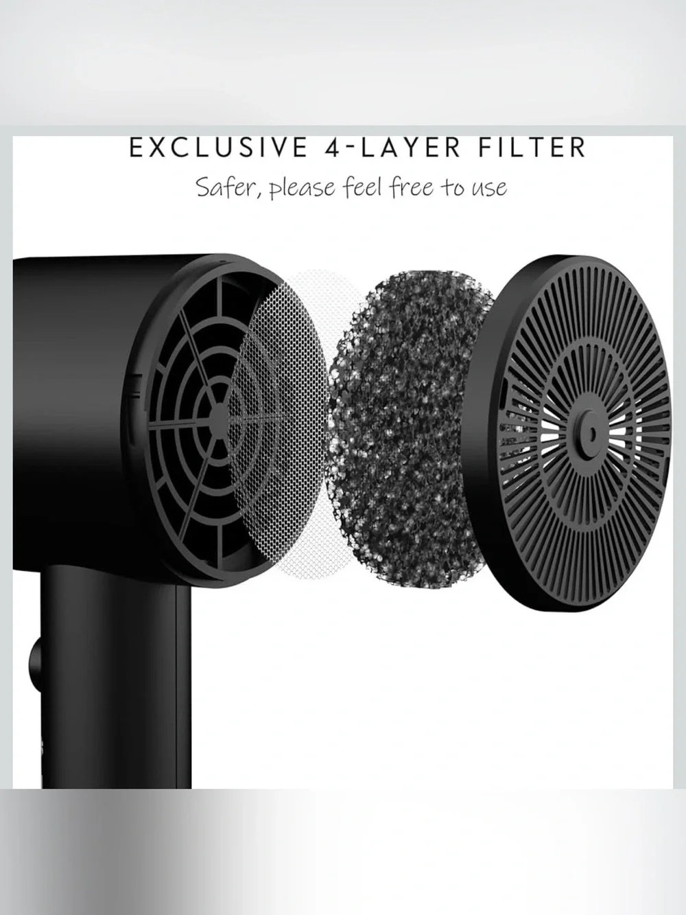 AINA COMPACT Diffuser Hair Dryer Full-Featured Blow Dryer 110V/1600W Black